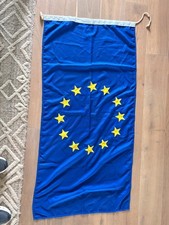 Vintage European Union Flag 54 x 28 Appliqué Stars Sleeve Toggle Rope England picture