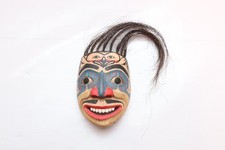 Pacific Northwest Coast Native Art Small Carved Wood Mask 4.75