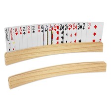 2-Pack Grooved Wood Card Stands, Arc-Shaped Hands-Free Playing Card Accessori... picture