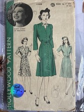 Very Rare 1940s Vintage Sewing Pattern Size 16 Bust 34 Hollywood Pattern 1152 picture