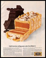 1963 Baker's German Chocolate Refrigerator Cake Recipe Vintage PRINT AD Desserts picture