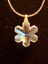 Vintage Jewelry---AUSTRIAN CRYSTAL NECKLACE---3D HEXAGON SNOWFLAKE---GOLD CHAIN picture
