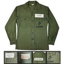 Vintage 60s USMC OG-107 DSA-1-9411 Cotton Sateen Shirt 14.5x33 Olive WITTERS picture
