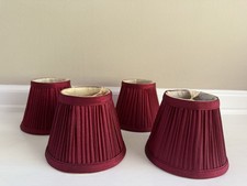 Vintage Cranberry Red Pleated Silky Fabric Clip On Lamp Shades(s) 5” picture