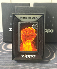 Zippo Made in USA Lighters Lot of 3, Boxes - Fire Fist, Biohazard picture