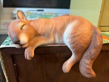 Vtg Ceramic Sleeping Squirrel Shelf Sitter Farmhouse Cottagecore 8” picture
