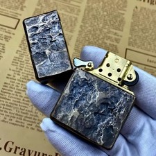ZORRO 912s Vintage Brass Kerosene Lighter – Flint Ignition, Carved Rock Design picture