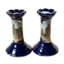 ALBERT LEA MN MINNESOTA -  Souvenir ANTIQUE TRINKET COBALT CANDLE HOLDER picture