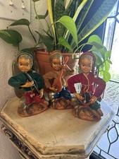 VTG MCM Tilso Golden 3 Pixie Elves Lyre Flute 1960’s figurines Collectible Decor picture