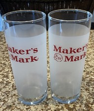 SET OF 2 MAKER’S MARK FROSTED TUMBLER GLASSES TOM COLLINS VINTAGE picture