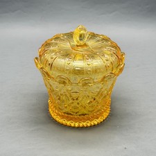 Fostoria Glass Crown Collection Gold Hapsburg Covered Candy Dish Yellow picture