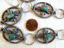 Outstanding CONCHO LINK BELT Sterling Turquoise *18 Conchos*38 Inch*6.5 Oz* OLD* picture
