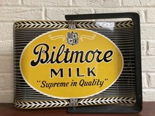 Original 1962 Biltmore Estate Milk SPINNER sign flange & bracket AM 9-62 picture