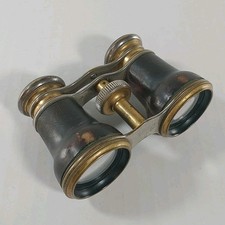 Antique L.B. & Co. Brass & Leather Opera Glasses Binoculars Missing Adjust Shaft picture