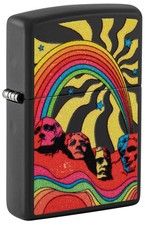 Zippo Hippie Mt Rushmore Design Black Matte Windproof Pocket Lighter, 218-102271 picture