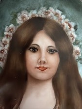 Antique 19thC Billie West Hand-painted Porcelain Oval Portrait Plaque Stunning picture