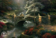 Bridge of Hope - Cobblestone Bridge over Stream - Thomas Kinkade Dealer Postcard picture