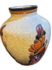 Boch Frères Keramis Vase D.1065 Art Deco Stylized Flowers picture