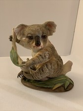 BOEHM Large Porcelain HP Bisque Figurine BABY KOALA BEAR Holding Branch 400-36 picture