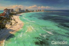 Cancun Beach Qnintana Roo Mexico, Caribbean Yucatan Peninsula -- Modern Postcard picture