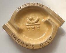 Harry’s Bar Venezia Venice, Italy MCM Yellow Ceramic Ashtray Signed 6.5