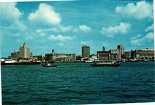 Vintage Singapore Waterfront Harbor Skyline Boats Posted Postcard to Ohio USA picture