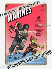 1940s US Marines WWII Battle Scene Tin Sign hanging wall decor picture