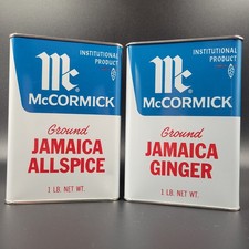 VTG McCormick Ground Jamaica Allspice Ginger Tin 1lb Institutional Product Lot picture