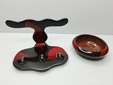 Vintage Maruni Laquerware Pipe Stand With Tobacco Bowl Occupied Japan Rare Leafs picture