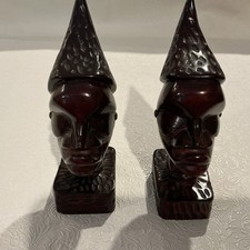 Vintage PAIR Solid Wood Hand Carved Souvenir From Jamaica 1958… picture