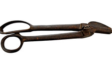 Antique 12” Primitive Hand Forged Tin Snips Shears Industrial Farm Tool Rustic picture