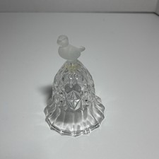 Lead Crystal Bell Frosted Bird With Clapper Clear Pretty picture