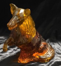 Vintage Avon 'Faithfull Laddie' Collie Amber Glass Aftershave Decanter. Full picture
