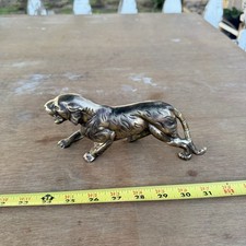 Vtg.Solid Brass Cast Saber Toothe Figurine Figural Paperweight 8 x 3.5x 2