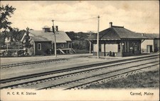 Carmel Maine ME Train Station Depot MCRR c1910 Vintage Postcard picture