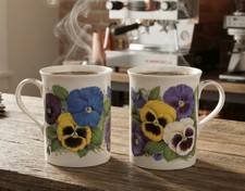 Set of 2 Vtg Crown Trent Staffordshire England Fine Bone China Coffee/ Tea Mugs picture
