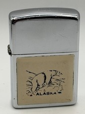 Alaska Polar Bear Scrimshaw Vintage 1989 High Polish Chrome Zippo Lighter picture