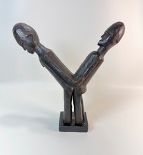 Vintage Lobi Bateba Bétise Hand-Carved Wooden Couple Sculpture – African Tribal  picture
