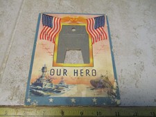 VTG Antique WW2 Patriotic Photo Frame Home front Battleship Our Hero WWII US picture