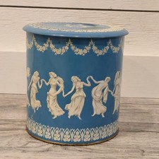 Vintage Wedgwood Style Blue Tin Made in England Dancing goddesses Jasperware picture