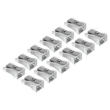 12Pcs Single Hole Pencil Sharpeners Aluminum Manual Pencil Sharpener Silver picture