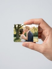 Ceramic Wedding Photo Fridge Magnet Personalized Bride Groom Gift 2.75x2 picture