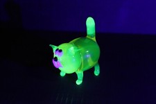 Handcrafted Uranium Glass Cat– Glows Neon Green Under UV picture