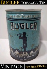 ✨VINTAGE✨ Bugler Cigarette Tobacco Tin graphics 7 Oz Empty No Lid picture