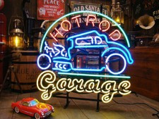 US STOCK Hot Rod Garage Vintage Neon Sign Bar Pub Man Cave Glass Decor 24