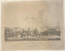 Antique 'BATTLE OF NEW ORLEANS' under GENERAL ANDREW JACKSON 1815 Engraving picture