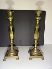 17” Pair Large Vintage Brass Candlesticks Heavy Georgian Revival M Marked picture