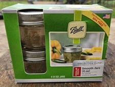 4pk- Vintage Ball 4oz. Smooth Jars/ Lids, Collection Elite Series, Old Stock picture