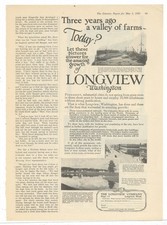 1926 City of Longview, Washington Print Ad to Attract Business: Dock, Downtown picture