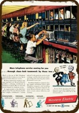 1947 BELL TELEPHONE WOMAN SWITCHBOARD OPERATORS Vintage Look DECORATIVE METAL SI picture